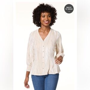 CATO Velvet Button Front Top